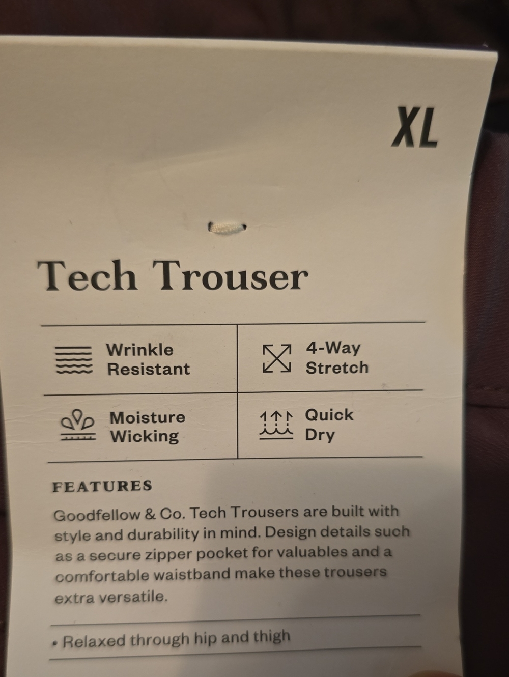 New Goodfellow Men's XL Tech Trouser Moisture Wicking Quick Dry 4-way Stretch - Picture 6 of 10
